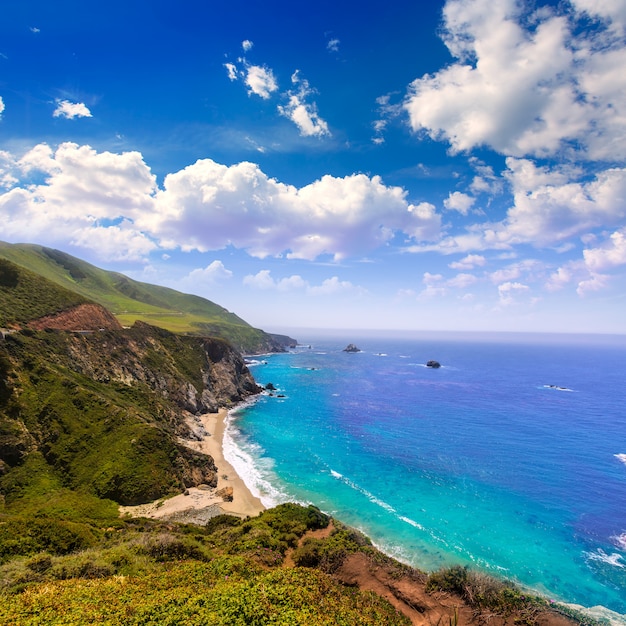 Foto praia da califórnia em big sur em monterey county route 1