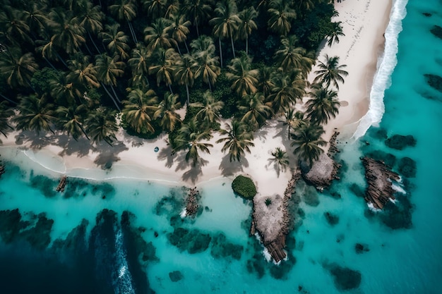 Praia da ilha Maldivas Paisagem tropical de cenário de verão areia branca com palmeiras Arte gerada pela rede neural