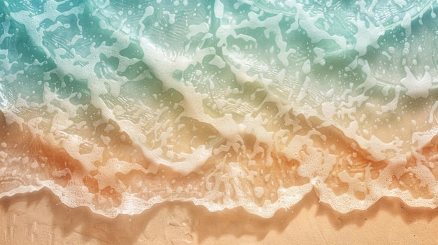 Praia de areia abstrata de cima ondas de água azul claro luzes do sol férias de verão conceito de fundo AI Generative