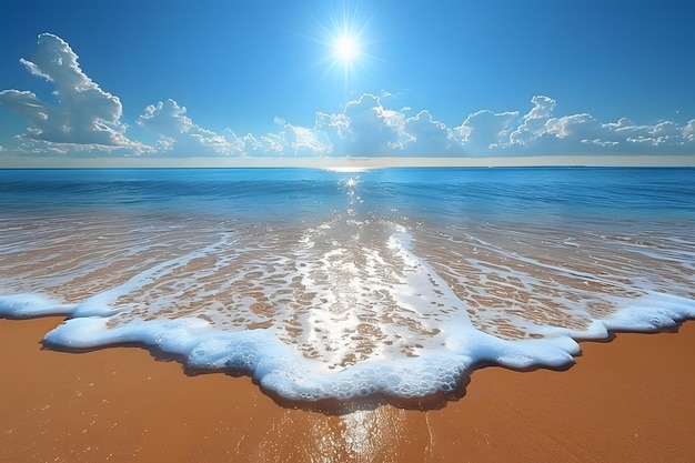 Praia de areia com ondas rolando na costa