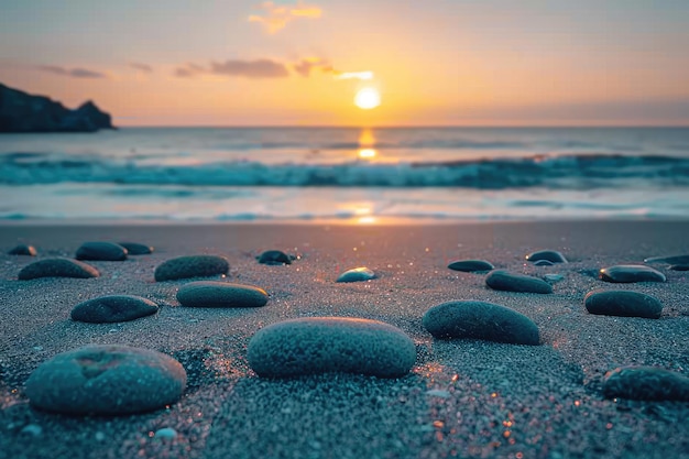 praia de areia com paisagem oceânica fotografia profissional