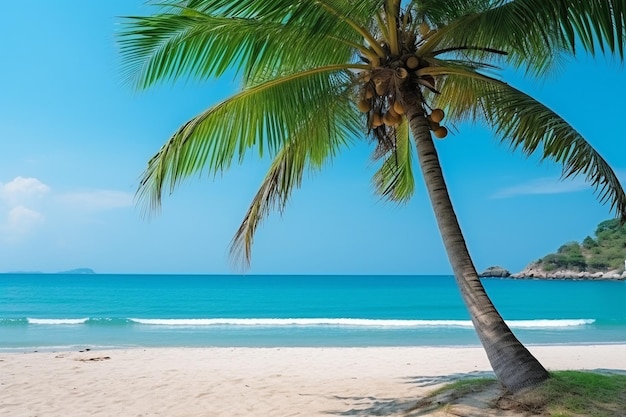 Foto praia de areia com palmeira de coco na praia de thungwualaen