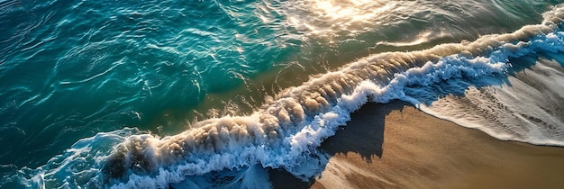 Praia de areia de cima com azul claro