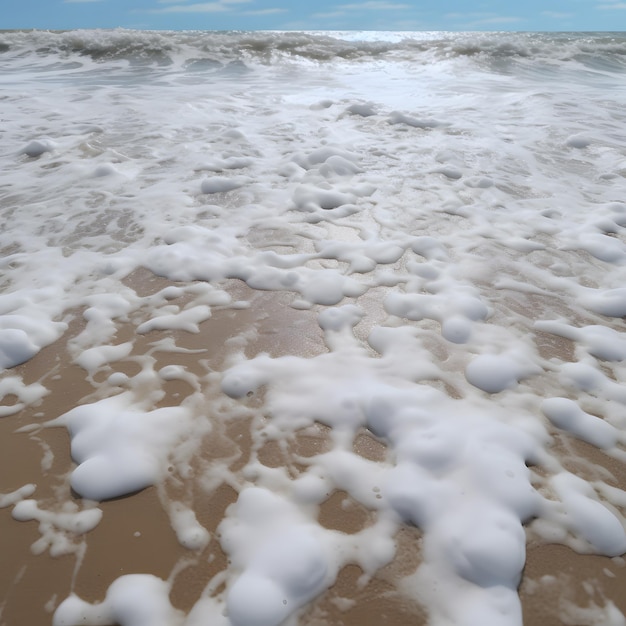 Foto praia de espuma de água do mar