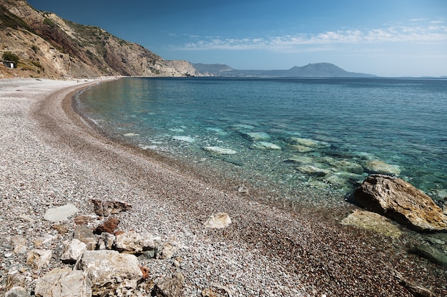 Praia de Fyri Ammos na ilha de Kythira, Ionian, Grécia
