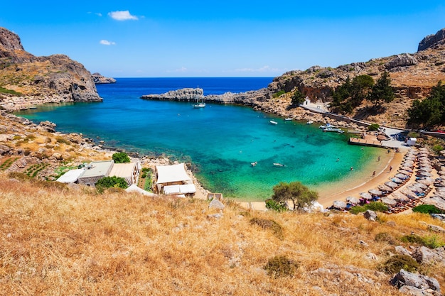 Praia de Lindos na ilha de Rodes