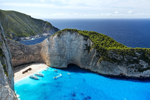 Praia de Navagio mais incrível ou Praia de Shipwreck. Zakynthos, Grécia.