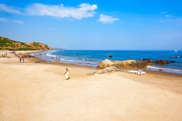 Praia de Vagator ou Ozran no norte de Goa, Índia