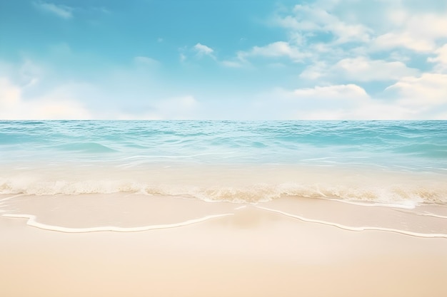 Praia do mar com céu azul de praia de areia branca com nuvens fundo de férias de verão AI gerar