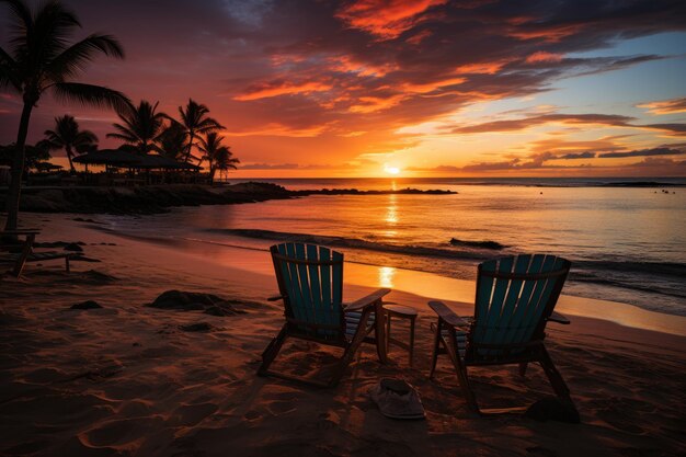 Praia Dourada coquetéis coloridos pôr do sol sereno generativo IA