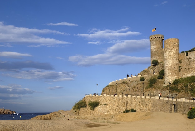 Foto praia, e, castelo, de, tossa mar, costa, brava, província girona, espanha