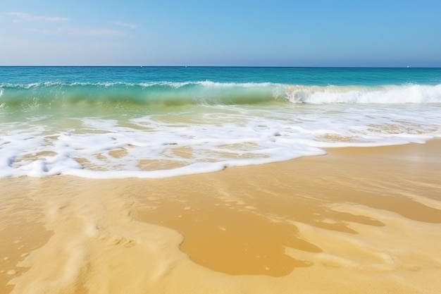 Praia e mar Ondas do mar de cor azul e água-marinha Ai generative