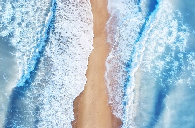 Praia e ondas da vista superior Fundo de água turquesa da vista superior Paisagem marítima de verão do ar Vista superior do drone Conceito e ideia de viagem