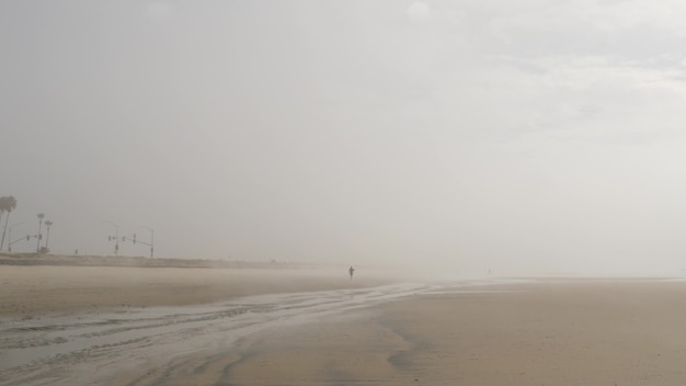 Praia enevoada de areia, Encinitas Califórnia EUA