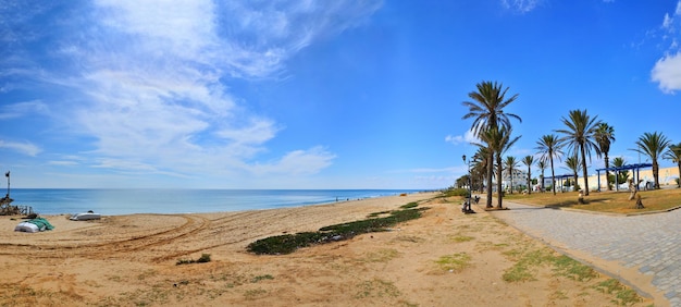 Praia ensolarada Hammamet Tunísia Mar Mediterrâneo África HDR P