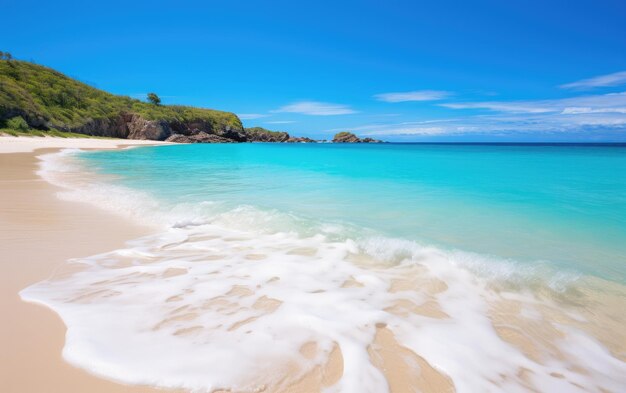 Praia idílica com águas azuis