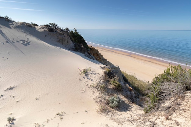 Praia Mazagon na província de Huelva Espanha Uma das mais belas praias de Espanha