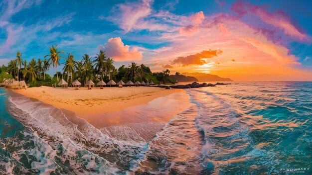 Foto praia prateada na ilha de koh samui ao pôr-do-sol na tailândia