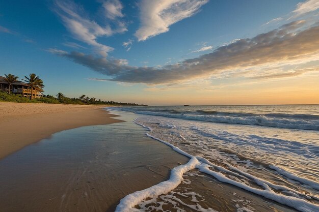 Praia serena com ondas suaves