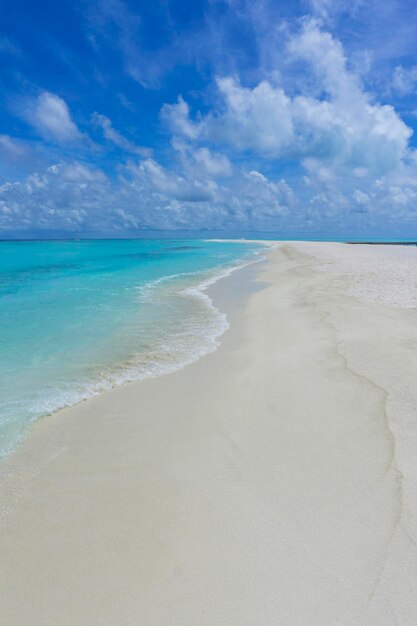 Praia tropical com mar claro e areia dourada