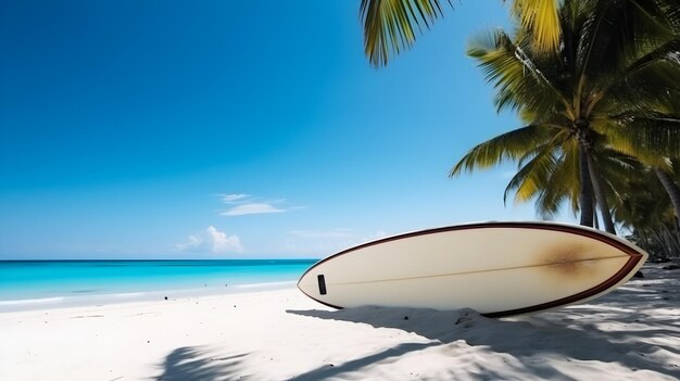 Praia tropical com paddleboard