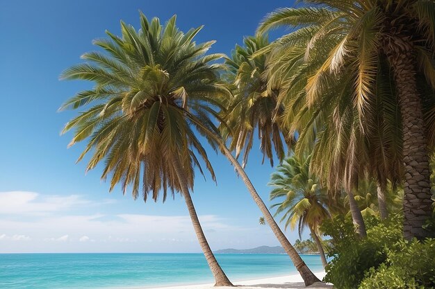 Foto praia tropical com palmeiras de coco