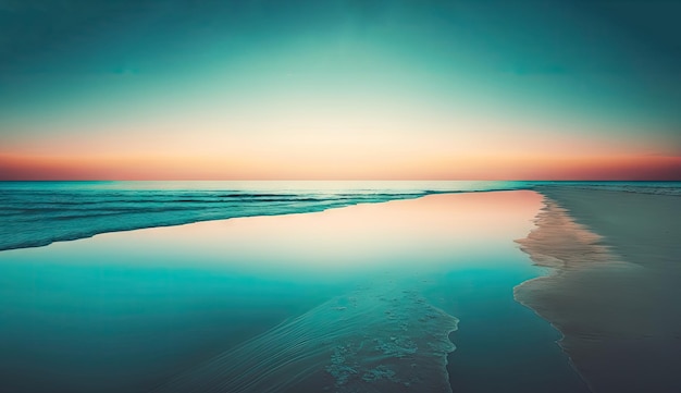 Praia tropical de férias de verão com céu azul e mar para relaxar praia panorâmica Generative AI