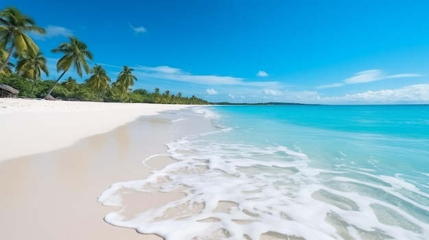 Praia tropical Férias de verão numa ilha tropical com belas praias e palmeiras Maldivas tropicais