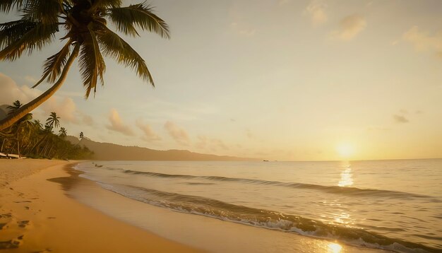 praia tropical mar e oceano com bela árvore de coco