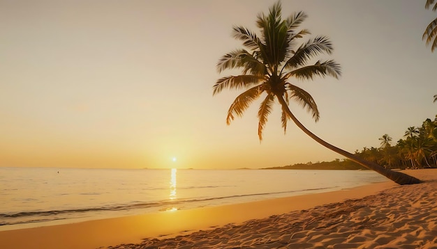 praia tropical mar e oceano com bela árvore de coco