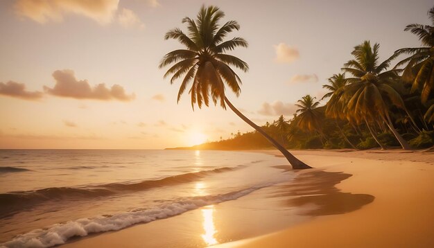 praia tropical mar e oceano com bela árvore de coco