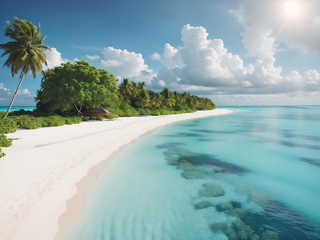 Praia tropical na ilha Maldivas