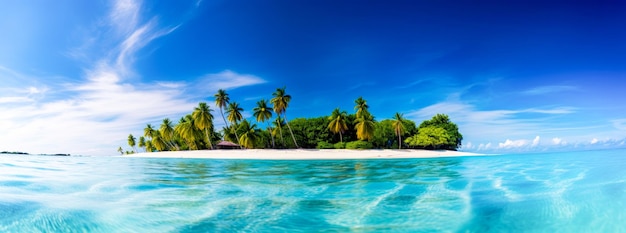 Praia vazia de verão calmo Com água azul brilhante Viagem de férias voo de férias