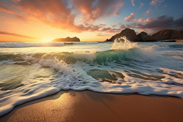 Praias de areia e ondas de cristal foto de paisagem de praia