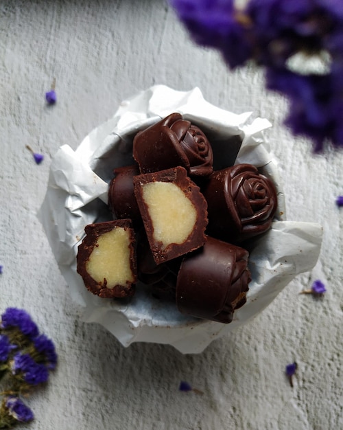 Pralinen mit Blumen