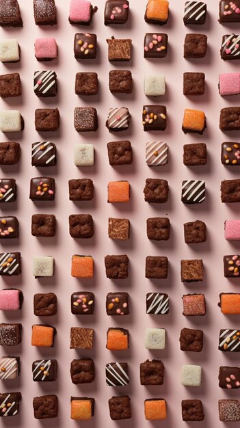 Pralinen sind in verschiedenen Farben erhältlich, darunter Schokolade, Schokolade und Schokolade.