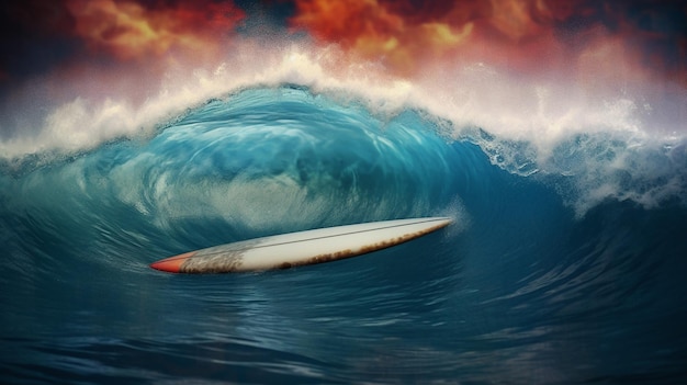 Prancha de surf em ondas grandes
