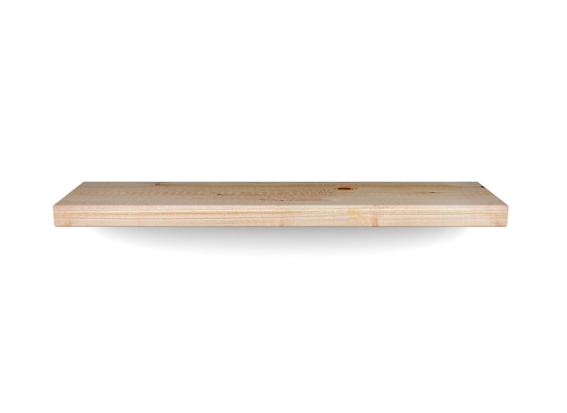 Foto prateleira de madeira isolada em fundo branco ilustração 3d