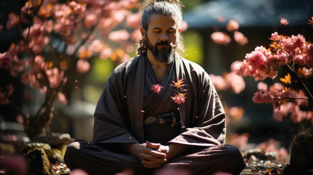 Foto prática meditativa de serenidade tranquila em um cenário bonito e pacífico