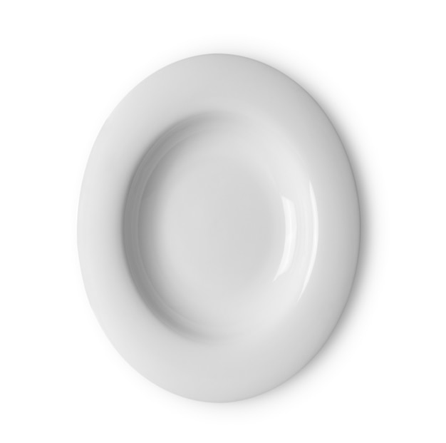 Prato branco isolado em fundo branco