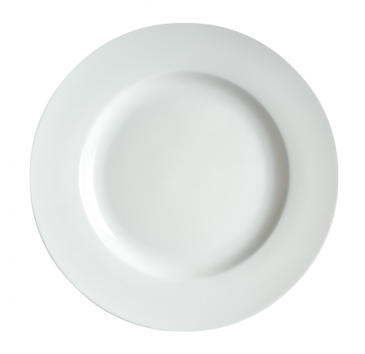 Foto prato branco isolado no branco