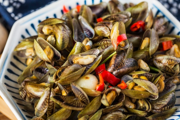 Prato chinês chiuchow cuisinea de musculus senhousei