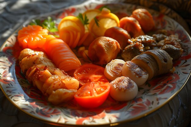 Foto prato com diferentes alimentos