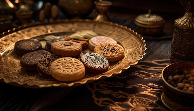 Prato com doces tradicionais do Oriente Médio Conceitos de doces do Ramadã