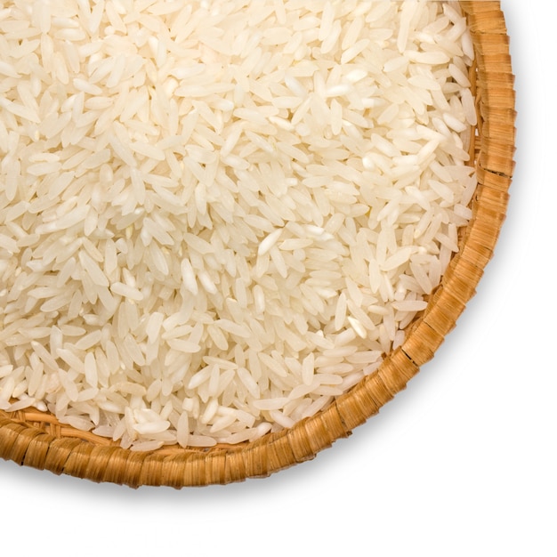 Foto prato de arroz isolado no branco