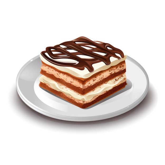 Prato de bolo de tiramisu isolado em branco