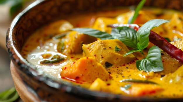 Prato de curry amarelo vibrante para cartazes de foodie Inteligência Artificial Gerativa