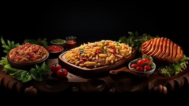 Prato de macarrão fusilli com tomate e manjericão