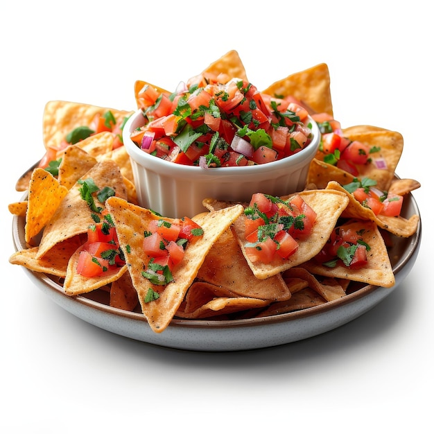 Prato de Nachos com Salsa e Tortilla Chips