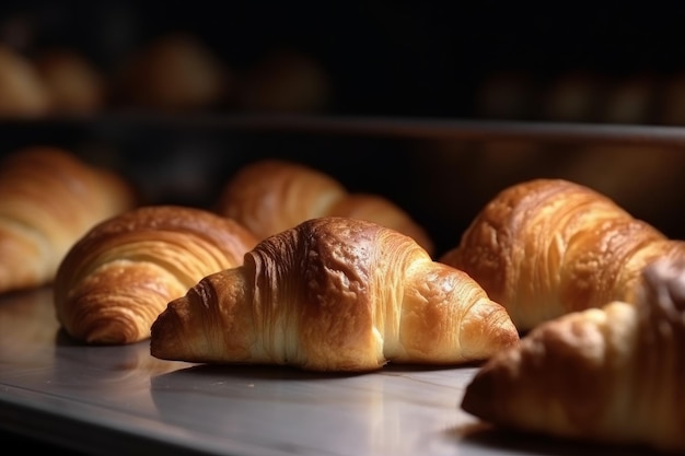 Prato de padaria Croissant Refeição assar Gerar AI